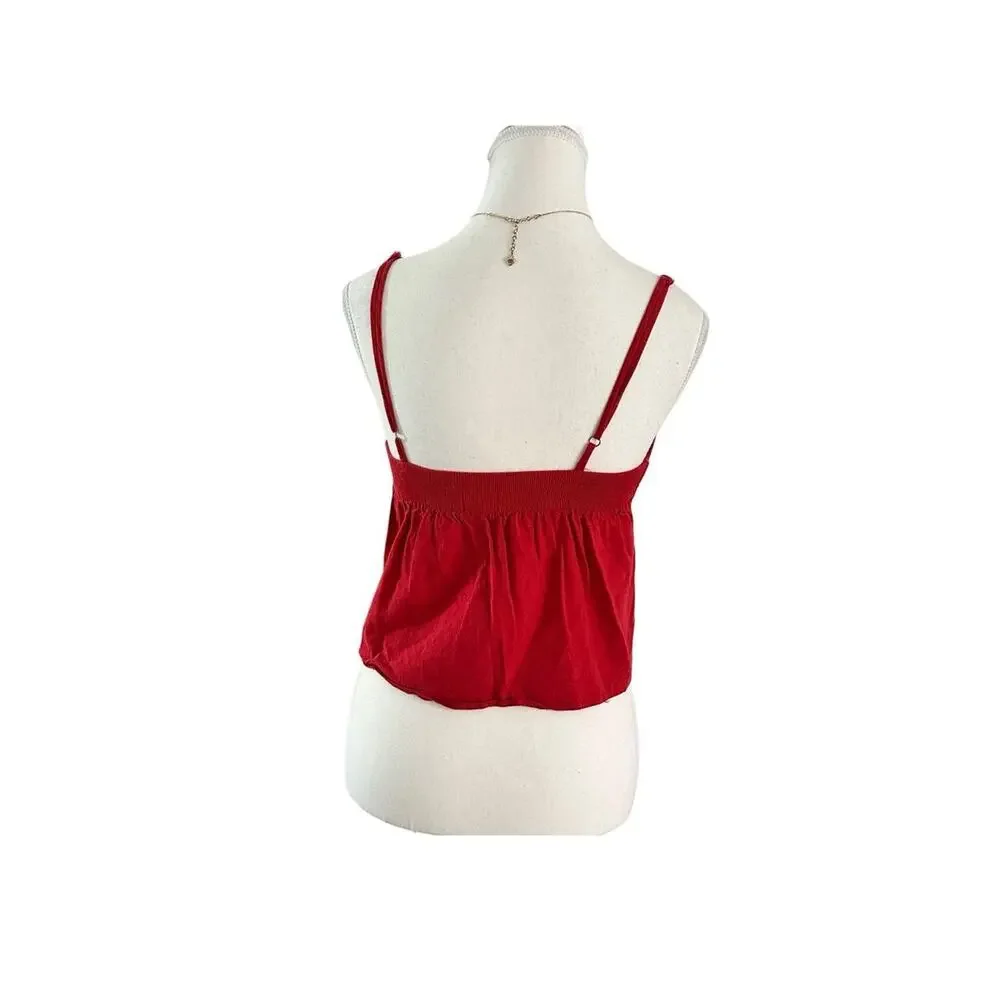 Vintage California Baby Doll Red Cami With Front Tie Up Size XS